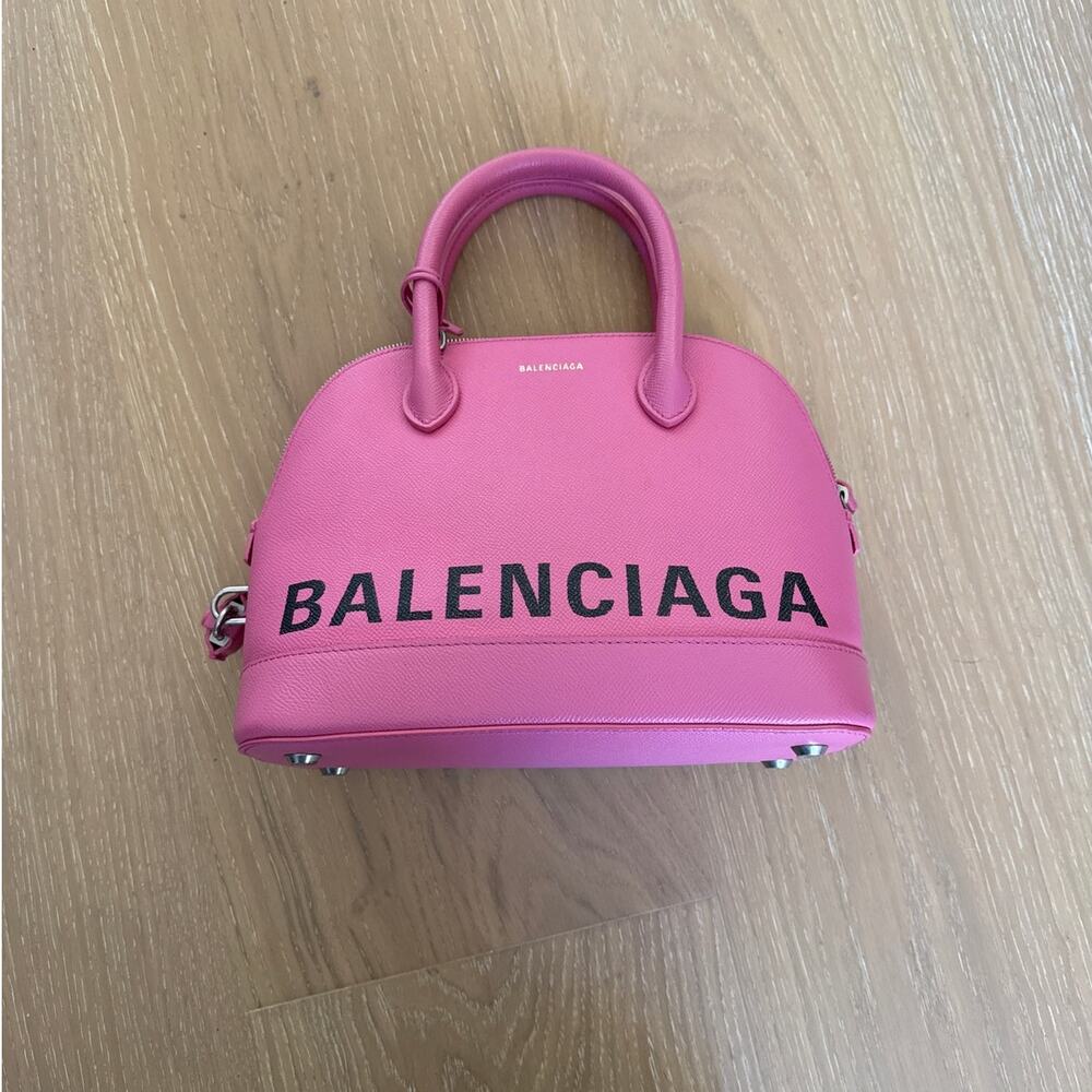Balenciaga Ville Top Handle Leather Bag Small Pink Black
